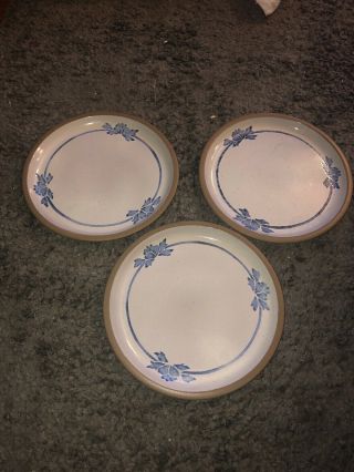Set Of 3 Wedgwood Midwinter Blue Print Stoneware Dinner Plates England Ec 10.  5 "