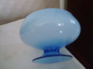 Large Vtg Light Blue Art Glass Pedestal Compote/bowl - Italy - Empoli / Moretti ??