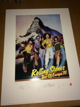 The Rolling Stones Europe 76 Art Print Lithograph Mick Jagger Keith Richards