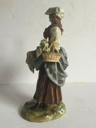 Antique Dresden Capodimonte Porcelain Figurine WOMAN with Flowers and Basket 4