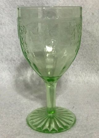 Cameo/ballerina Depression Glass 6 " Water Goblet,  Hocking Glass Co,  Green