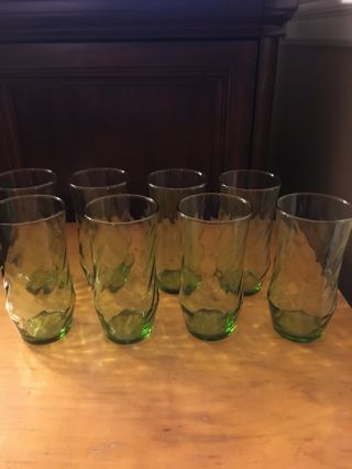 Vtg Libbey Green Drinking Glasses,  Set Of 8