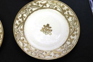 Vintage Collectors Antique Set Of 6 Hand Painted Nippon Gold Gilterd Plates