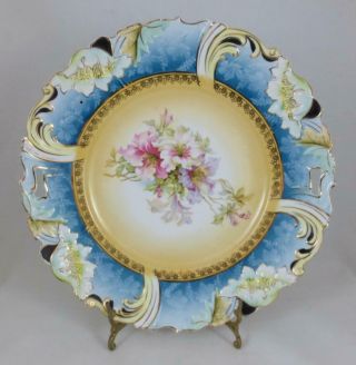 Vintage Germany Saxe Altenburg 10.  5 " Floral Cake Plate - R S Prussia Style