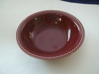 Vintage Universal Maroon Round Serving Bowl Rodeo Pattern With Rope Edge