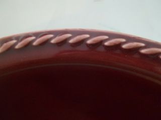 Vintage Universal Maroon Round Serving Bowl Rodeo Pattern with Rope Edge 2