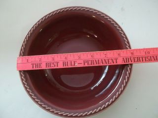 Vintage Universal Maroon Round Serving Bowl Rodeo Pattern with Rope Edge 5