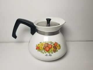 Corning Ware P - 104 Kettle Tea Pot With Stainless Lid Spice Of Life Collectible