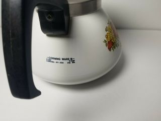 Corning Ware P - 104 Kettle Tea Pot with Stainless Lid Spice of Life Collectible 3