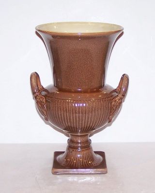 Incredible Vintage 762 Red Wing Art Pottery Brown/cream 10 " Handled Urn Vase
