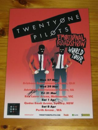 Twenty One 21 Pilots - 2017 Australia Tour Signed Autographed Poster.
