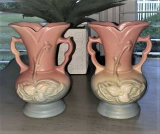 Vintage Hull Pottery Wildflower Vases Pink,  Blue And Yellow