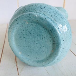 1938 RUMRILL Pottery No.  505 Speckled Turquoise Ruffle Rim Ceramic Vase 8 
