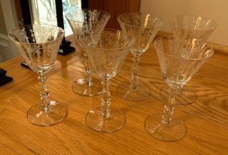 Cambridge Crystal Candlelight Stem 3776 5 1/4 " Liquor Cocktail Glasses Set Of 6