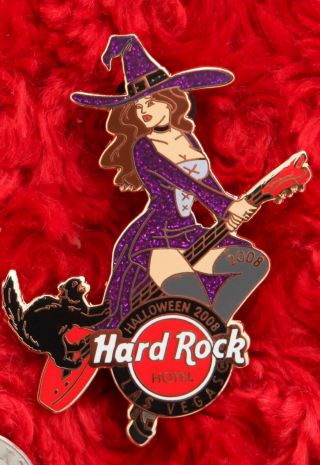 Hard Rock Cafe Pin Las Vegas Hotel Halloween Witch Cat Black Costume Broom Logo