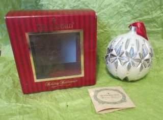 Gorgeous Waterford Crystal Holiday Heirlooms Round Ball Glass Ornament Indent