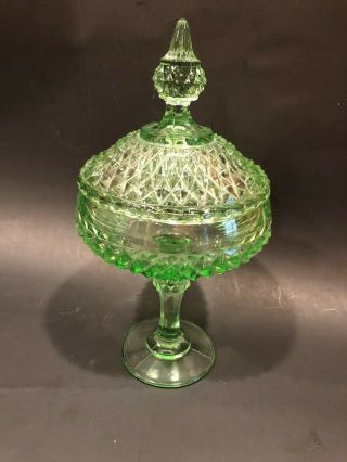 Vintage Antique Depression Green Candy Dish With Lid