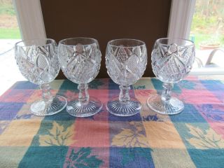 4 - Vintage Eapg Us Glass Pennsylvania Milk Water Goblets Glasses 1898