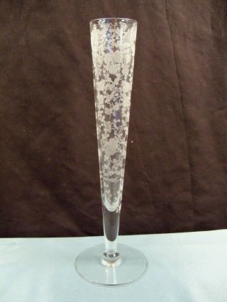 Cambridge Clear Glass Rose Point Bud Vase 10 1/8 " Tall 2