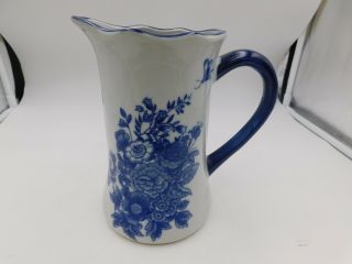Vintage Victoria Ware Ironstone Blue & White Floral & Butterfly Pattern Pitcher