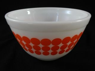 Vintage Pyrex 401 Orange Polka Dot Mixing Bowl 1 ½ Pint Milk Glass Small
