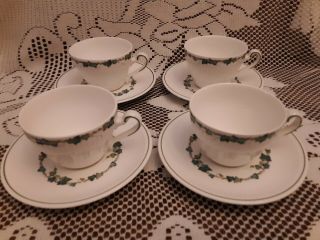 Villeroy Boch Green Park Tea Cups And Saucers Set Of 4 Cndtn Lovely