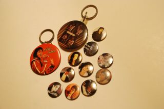 12x Vintage Michael Jackson Pin Badge Metal Button Keyring Tour Souvenir