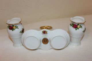 Royal Albert Old Country Roses Salt & Pepper Shakers with Holder/Tray, 6