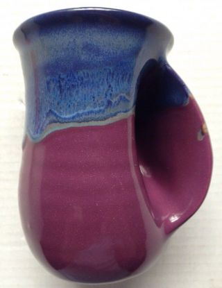 2009 Neher Clay In Motion Art Pottery Coffee Tea Mug,  Purple And Blue,  Signed