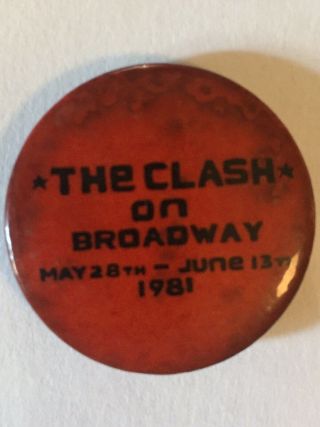 The Clash On Broadway Vintage Badge Button Pin Punk 1981