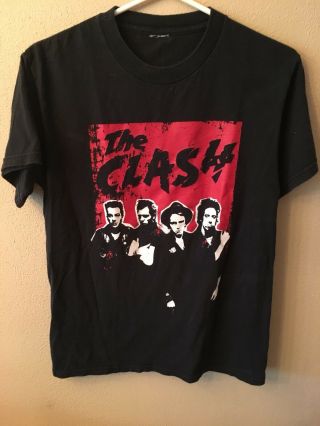 Vintage Clash Cotton Concert T - Shirt Black Red Size S