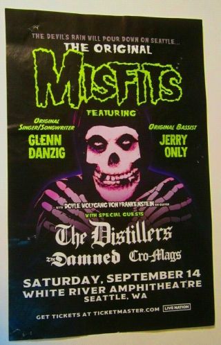 Misfits 2019 Concert Poster Glenn Danzig Jerry Only Distillers Damned