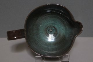 Edwin And Mary Scheier,  Brown And Blue Art Pottery Gravy Sauce Boat,  Circa 1970s
