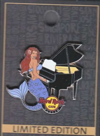 Hard Rock Cafe Pin: Warsaw Mermaid Girl Playing Piano Le200