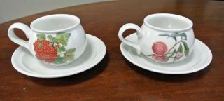 Portmeirion Pomona Romantic Footed Cup & Saucer Set Set Of 2