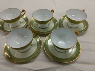 Hutschenreuther Selb Lhs Bavaria Germany Coffee Tea Cups & Saucers Set Of 5