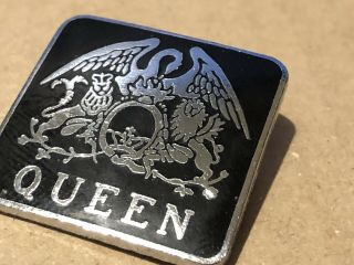 Queen Official Fanclub Metal Square Badge.  Bery Pin Badge