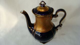 Vintage Jl Menau Graf Von Henneberg Porcelain Echt Kobalt Coffee/tea Pot Lidded