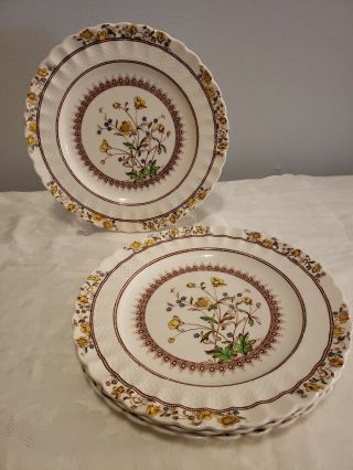 4 Dinner Plates Antique Vintage Copeland Spode Buttercup Made In Great Britain