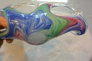 Art Glass Basket/napkin Holder - Murano Style - Vintage - Made In Italy