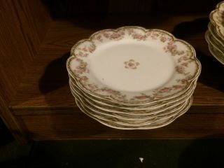 Haviland Limoges Schleiger 270 6 B&b Plates Swags Of Roses Double Gold