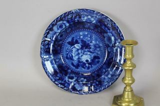 Rare 19th C Historical Blue Staffordshire Soup Bowl Blue Floral Design By Stubbs