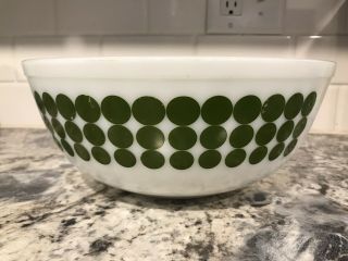 Vintage Pyrex Green Polka Dot 4 Quart Mixing Bowl,  404 Look At Pics