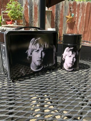 Nirvana Kurt Cobain Metal Lunch Box W/ Matching Thermos Neco 2001,  Great Shape
