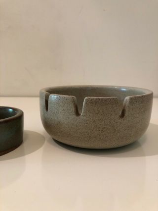 Heath Ceramics California Pottery Mcm Modern Ashtray Beige Large 5” Sm Green 3”