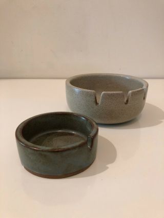 heath ceramics California pottery mcm modern ashtray Beige Large 5” Sm Green 3” 3