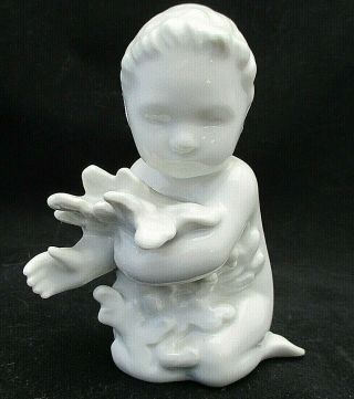 Bing & Grondahl Figurine Sea Boy 2266 All White Seagrass Sweet Face 4.  25 " Gift
