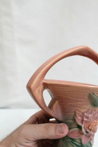 Roseville Art Pottery Water Lilly Handled Vase 380 - 8 Inch 5