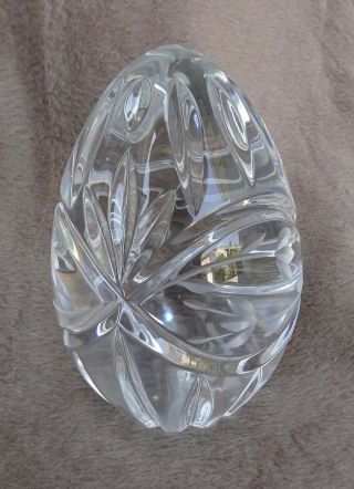 Gorham Hand Cut Crystal Egg Paperweight Poland 4.  5 Inch Heavy Glass Art Poland