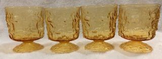 Set Of 4 Anchor Hocking Amber Honey Gold Lido Milano Rocks Goblets Glasses